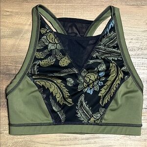 Free People Green Black Boho Racerback Sports Bra XS
